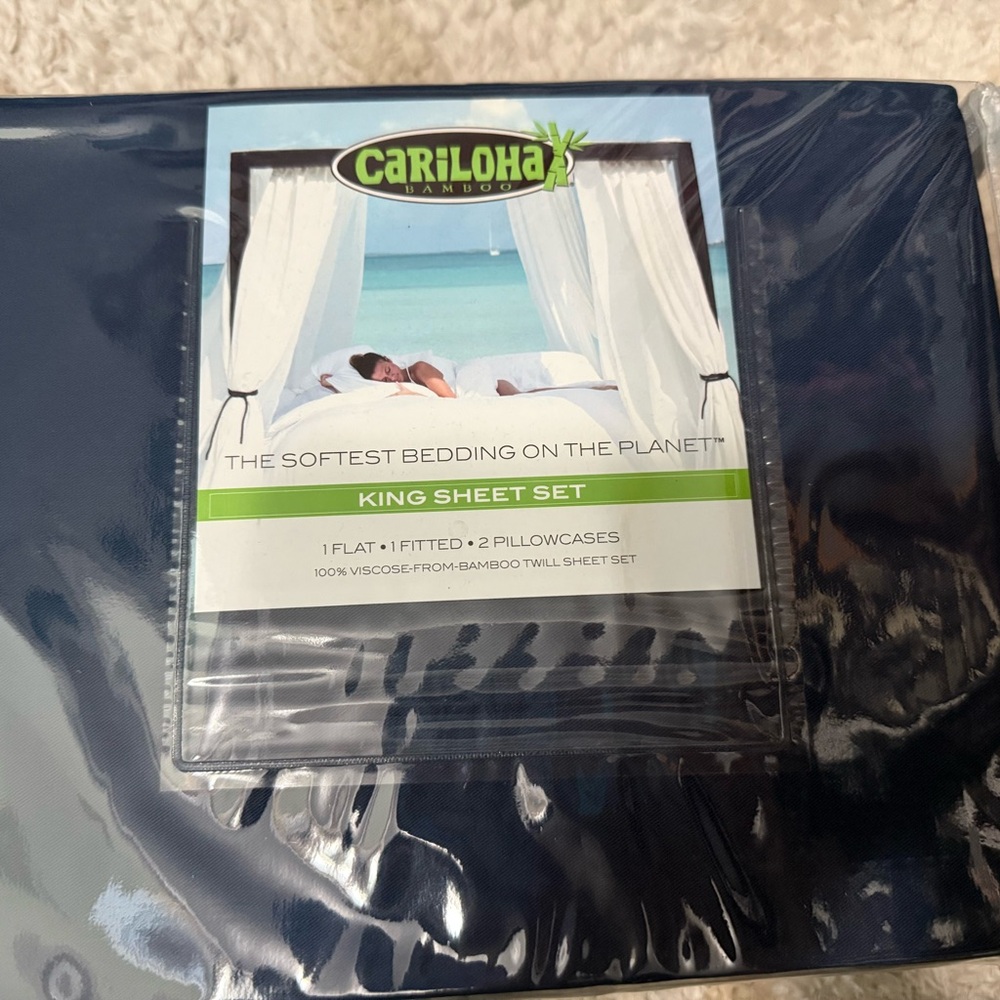 Cariloha Bamboo King Sheet Set - Navy Blue